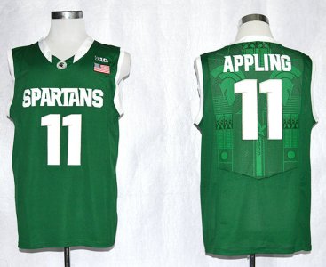Maillot De Basket NCAA Michigan State Spartans Keith Appling 11 College Football Basketball Authentique Vert